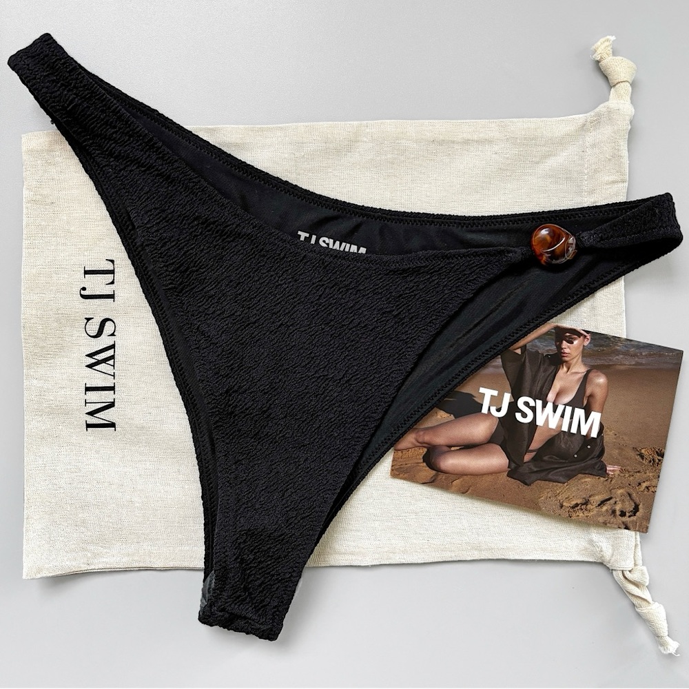 TJ Swim Wren Cheeky Bikini Bottoms Black Size Large NWT